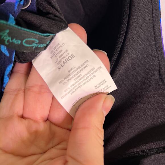 Aqua Green Floral Tankini Top XL Blue Pink Ruffle Layered Swimwear - Picture 4 of 4